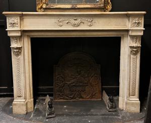 CHM816 - Carrara marble fireplace, 19th century, from France, dimensions cm W 140 x H 107 x D 42