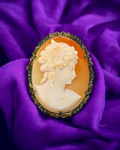Cammeo Con Cornice in Argento Dorato - Italia Fine XIX Secolo 