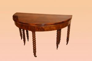 Tavolo grande consolle a mezzaluna allungabile a 3 metri del 1800 francese in legno di mogano stile Luigi Filippo