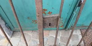 Nailed iron gate