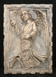 Altorilievo - Angelo con stemma araldico - 70 x 49 cm - Marmo d'Istria - Venezia