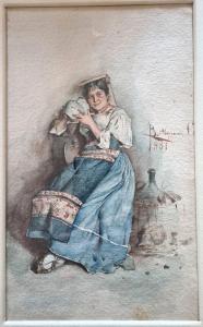 - GIOVANNI BORTIGNONI “( 1859 - 1936) donna con brocca “