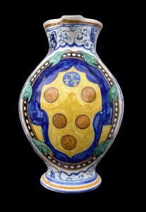 Boccale versatoio in maiolica con decoro stile Montelupo.Manifattura Cantagalli.Firenze.