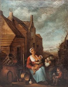Antikes Gemälde, Nachfolger von David Teniers dem Jüngeren (1610-1690), flämische Genreszene, datiert auf das frühe 18. Jahrhundert