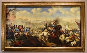 Batalha entre cavalarias cristã e turca, Marzio Masturzo (Ativo em Nápoles e Roma na segunda metade do século XVII) atribuível
