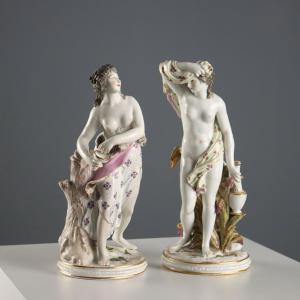 Coppia di Statue in Porcellana Edmé Samson Parigi Francia Fine '800