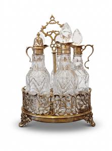 CRUET CHESTER IN SILVER AND CRYSTAL MID-19TH CENTURY