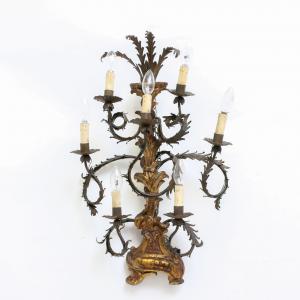 Applique a sette luci legno intagliato, primi '800, Wall sconce with seven lights carved wood, early '800