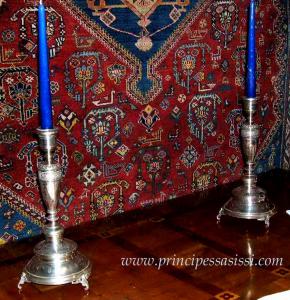 Vienna, last third of the 19th century. Pair of refined silver candlesticks.