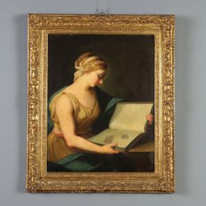 Pintura Neoclássica: Sibila Lendo Óleo sobre Tela Século XVIII