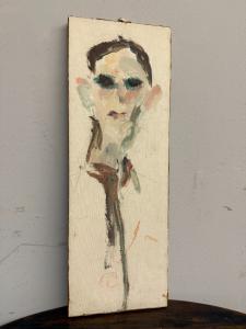 Ernesto TRECCANI (Milan 1920-2009) Painted boy, oil on canvas, 46x16cm.
