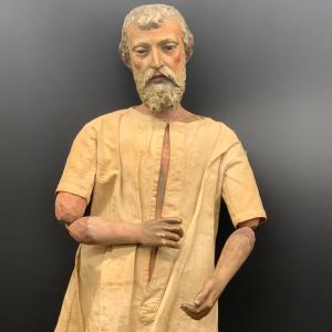 MANIKIN SKULPTUR AUS POLYCHROMEM HOLZ - 19. JH.