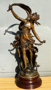 leggiadra fanciulla con amorino firmata Auguste Moreau 1834-1917)