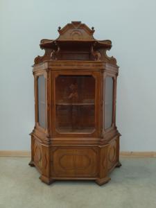 Vetrina in noce doppio corpo con alzata - fine 800 - vetrinetta credenza