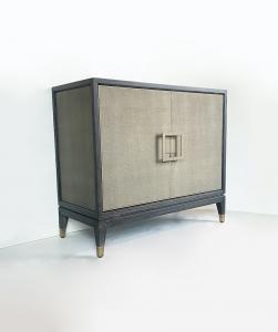 Credenza contemporanea - legno e pelle sintetica