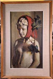 Camillo Stagni (1888-1972). “Nudo di fanciulla con fazzoletto rosso sul capo”.