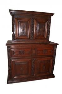 Antica credenza doppio corpo italiana del 1500 rinascimento