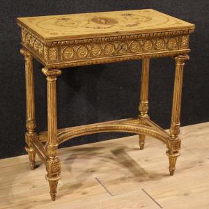 French lacquered and gilded side table by Sormani in the Louis XVI style