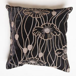 Embroidered black velvet cushion - B/1833 -