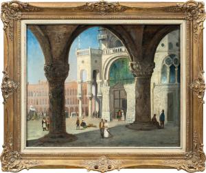 Ippolito Nicolò Spinola di Lerma (Genova 1778 – Torino 1856) - Venezia, veduta di Piazza San Marco presa dal portico di Palazzo Ducale.