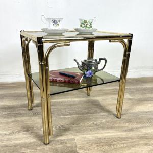 Tavolino vintage in ottone anni 70 di design