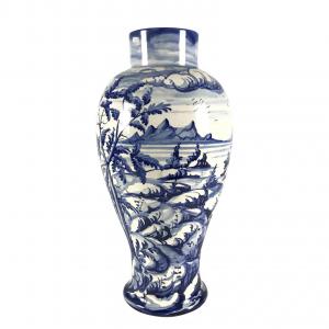 Vaso Ceramica Bianca Blu Famiglia Taccini Vinci 1976