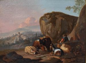 Kreis um Nicolaes Berchem (1620, Haarlem - 1683, Amsterdam), Szene mit Viehherden