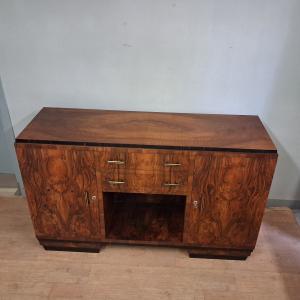 Piccola credenza art deco in noce bionda fiammata originale anno 1930-40 - Foto 7