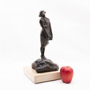 Michele Vedani, "Fanciulla", scultura in bronzo, firmato, Epoca Primi '900, Michele Vedani, “Maiden,” bronze sculpture, signed, Early 20th century period.