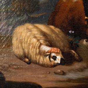 Cerchia di Nicolaes Berchem (1620, Haarlem - 1683, Amsterdam), Scena con armenti - Foto 8