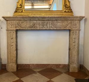 Antique Biancone marble fireplace