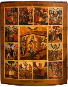 ICONA RAFFIGURANTE "DISCESA AGLI INFERI DI CRISTO CON 12 FESTE" (AMD00020)