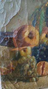 Dipinto ad olio su tela del XIX secolo, vaso di frutta con fiori - Foto 6