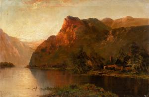 John MacWhirter RA (1839-1911) — View of Loch Lomond at sunset.
