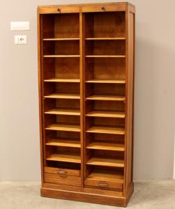 Antico classificatore archivio schedario serranda in rovere - Foto 5