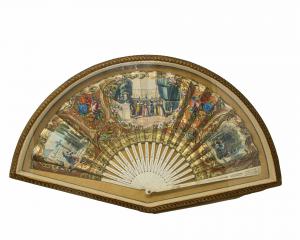 19th century, Fan, Painted paper, 58 x 33 cm
