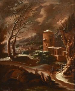 Paesaggio invernale, Francesco Foschi (Ancona, 1710 - Roma, 1780) Attribuibile