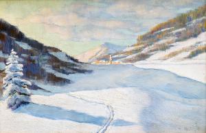 Angelo Abrate, "Retornando do Monginevro", óleo sobre painel, assinado, 1925
