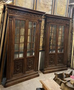 STIP261 - Pair of display cabinets with glass doors, 18th century, dimensions cm W 120 x H 237