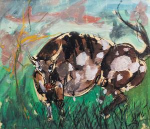 Luigi Spazzapan, "Il Toro", Tempera auf Karton, erste Hälfte des 20. Jahrhunderts