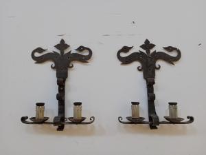 Coppia applique in ferro - cardini d'epoca '700 XVIII secolo a "scorpione"
