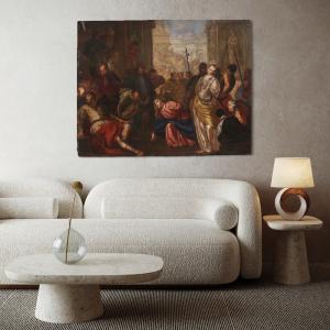 Grande dipinto veneziano del XVI secolo, Cristo e l’adultera - Foto 8