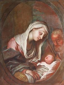 Francesco Paglia; Brescia 1635 - Brescia 1714, Sacra Famiglia, olio su tela