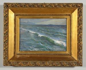 Giuseppe Pennasilico, Onda in mare aperto, olio su tavoletta