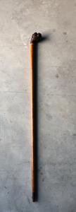 Cane with knob depicting a bulldog's head with bone teeth.