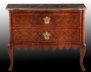 Cassettone intarsiato a marqueterie in legni diversi, Roma, terzo quarto del XVIII secolo
