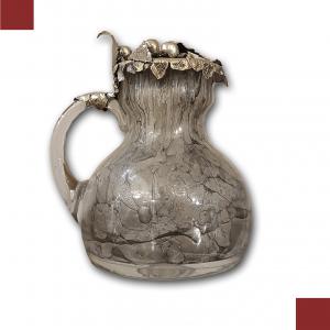 BROCCA IN VETRO E ARGENTO FINE XIX SECOLO