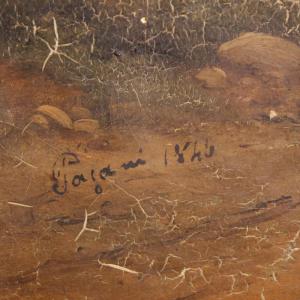 Italian landscape with wayfarers, oil on canvas dated 1845 - Foto 6