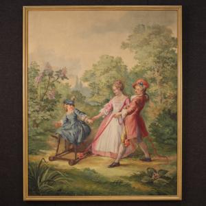 Italian painting romantic scene from 20th century