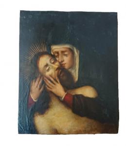 Antico dipinto su rame XVII secolo-Maria con cristo -
